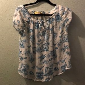 Vera wang princess blue and white blouse.